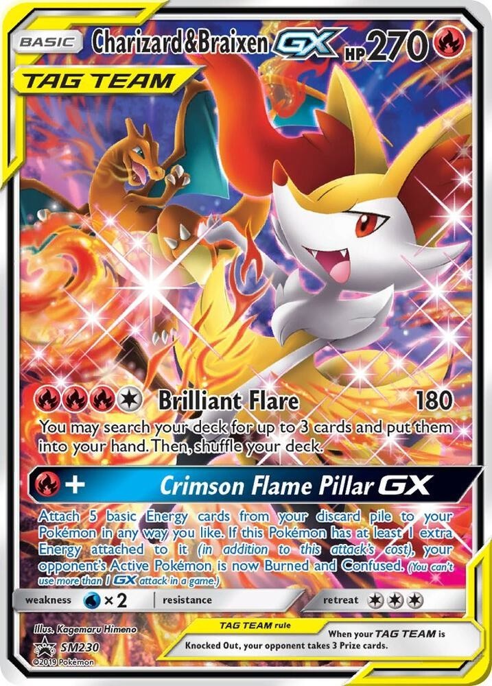 Charizard & Braixen GX SM230 Pokemon 2019 Sun & Moon Tag Team Promo NM