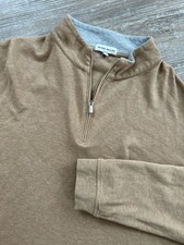 Peter Millar Mens Cotton 1/4 Zip Pullover Sweater Golf Brown Long Sleeve XXL