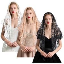 3 Pcs Mantilla Catholic Chapel Veils Triangle Veil Cathedral Head Covering Tr...