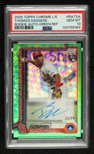 2025 Chrome Logofractor Edition Green Refractor 35/99 Thomas Saggese Auto 13ql