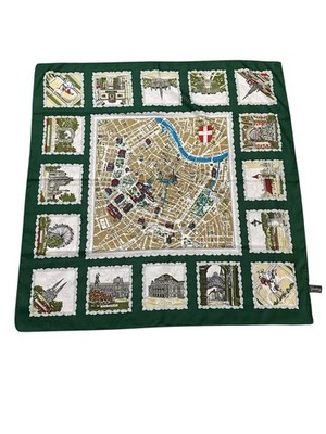 Vintage Striebrig Scarf with German Historic Attractions With Map Square