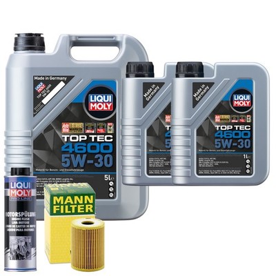Motoröl 5W30 LIQUI MOLY Top Tec 4600 7L +MANN Ölfilter +Spülung