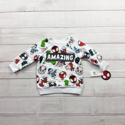 Marvel Spidey Amazing Friends Toddler Sweatshirt Allover Print NWT 9-12 Months