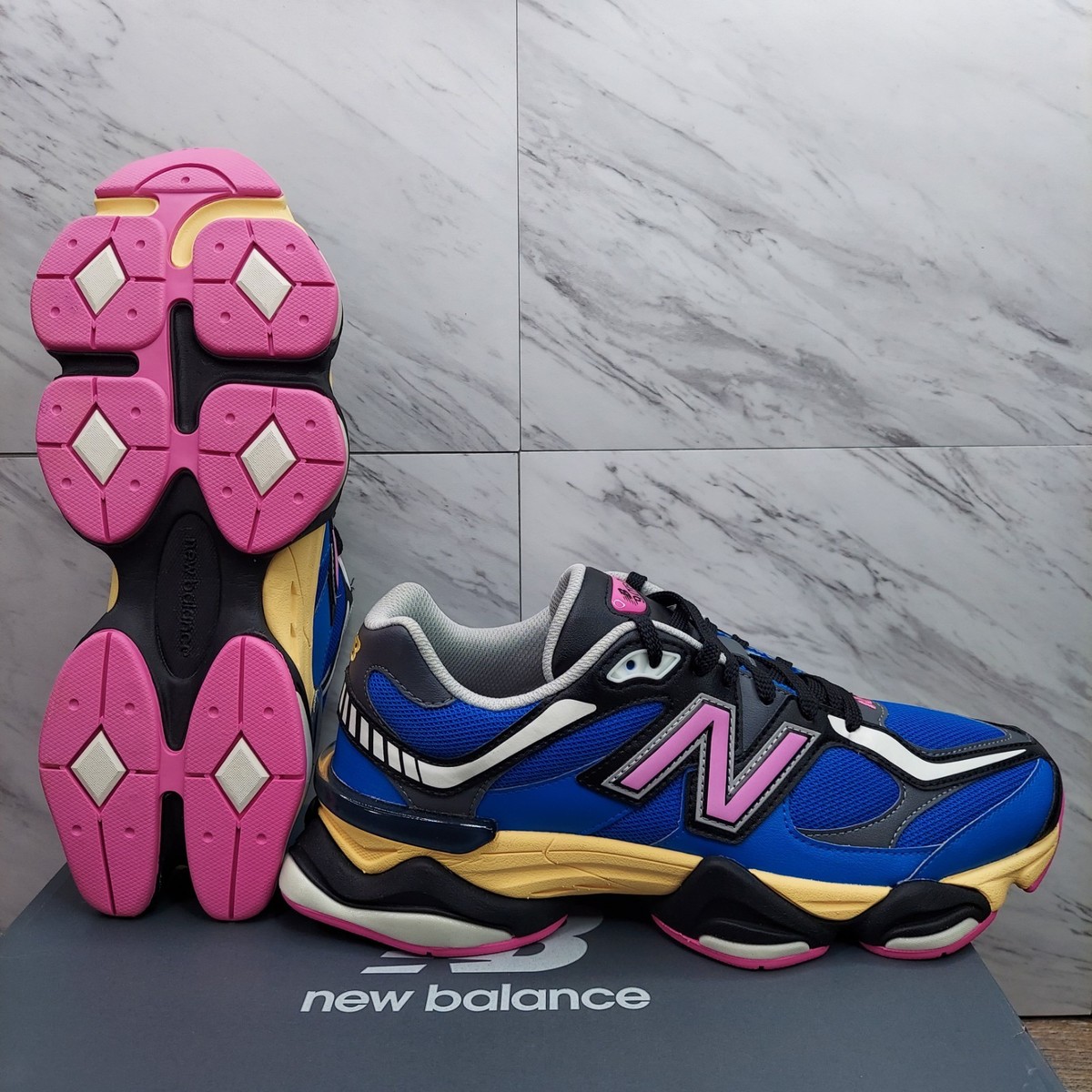 New Balance 9060 Blue Oasis Real Pink Black Shoes U9060BPO Men