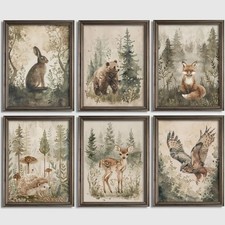 Woodland Animal Wall Art Nursery Canvas Wall Decor Forest Animal Poster Kids ...