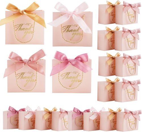 32 Stück Papier kleine Geschenktüten mit Griffen, wiederverwendbare Party Geschenktüten mit 4 Farben