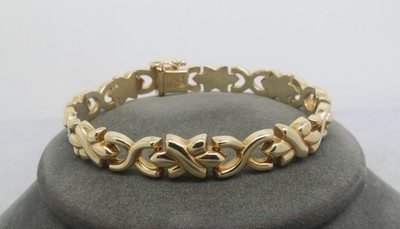 14k Italien NIE Designer Armband 7'' Gelbgold 12,5 Gramm 8mm breit Gliederkette