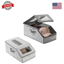Hat Storage for Baseball Caps,2PCS Stackable Baseball Cap Storage Boxes for C...