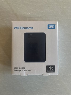 NEW Western Digital 1 TB Portable External Hard Disk - Black WDBUZG0010BBK-WESN