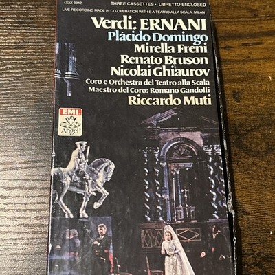 RARE EMI 3 Casette Box Set VERDI Ernani DOMINGO FRENI BRUSON GHIAUROV MUTI 1983