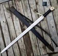 Medieval 30”Knight Arming Sword-High Carbon Steel Blade with Leather Scabbard