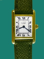 Cartier Tank Must De Cartier Vermeil 925 Watch Sterling Silver 18K Gold Plated