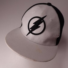 Six Flags DC Comics The Flash Snapback Hat Men's Adjustable Black White Flat