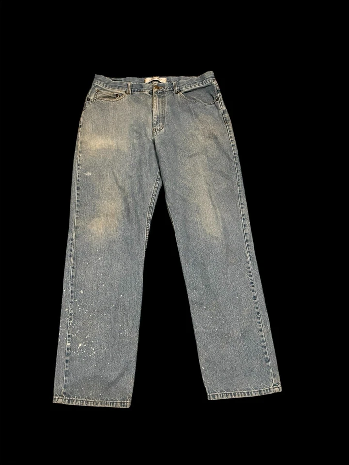 男式漆面溅蓝色牛仔裤 — 第 2/4 张图片