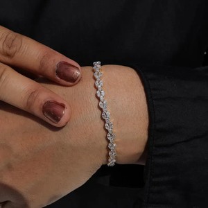 Authentic 7.00 Ctw Marquise Lab-Created Diamond Women 7.5" Bracelet 14k Yellow Gold Plated