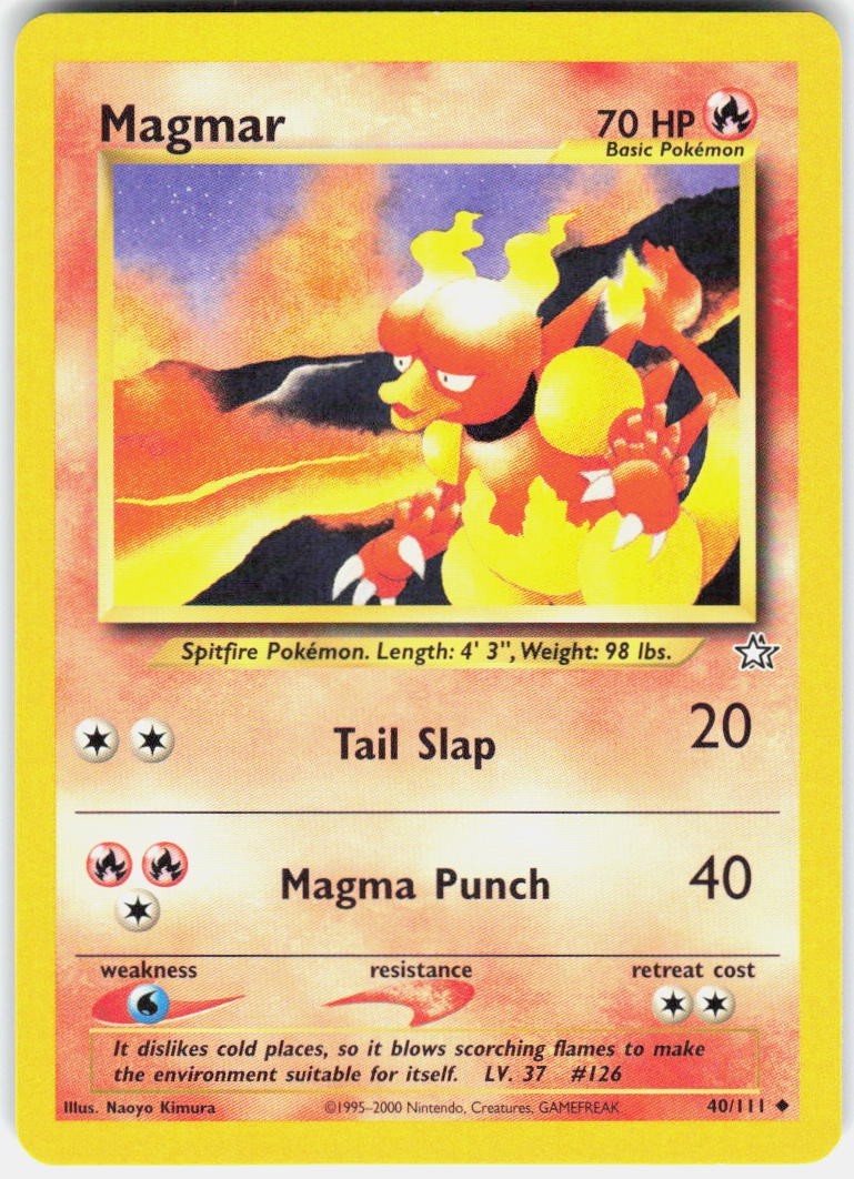 Magmar 040/111 Uncommon Neo Genesis Pokemon EN Unlimited LP