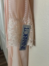 vtg Lorraine Peignor peach set M nightgown NWT robe