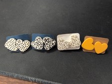 Heart Stud Earrings, 4 Pair