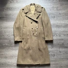 VINTAGE US ARMY WOOL OVERCOAT OLIVE DOUBLE BREASTED MILITARY COAT 36R WWII ERA