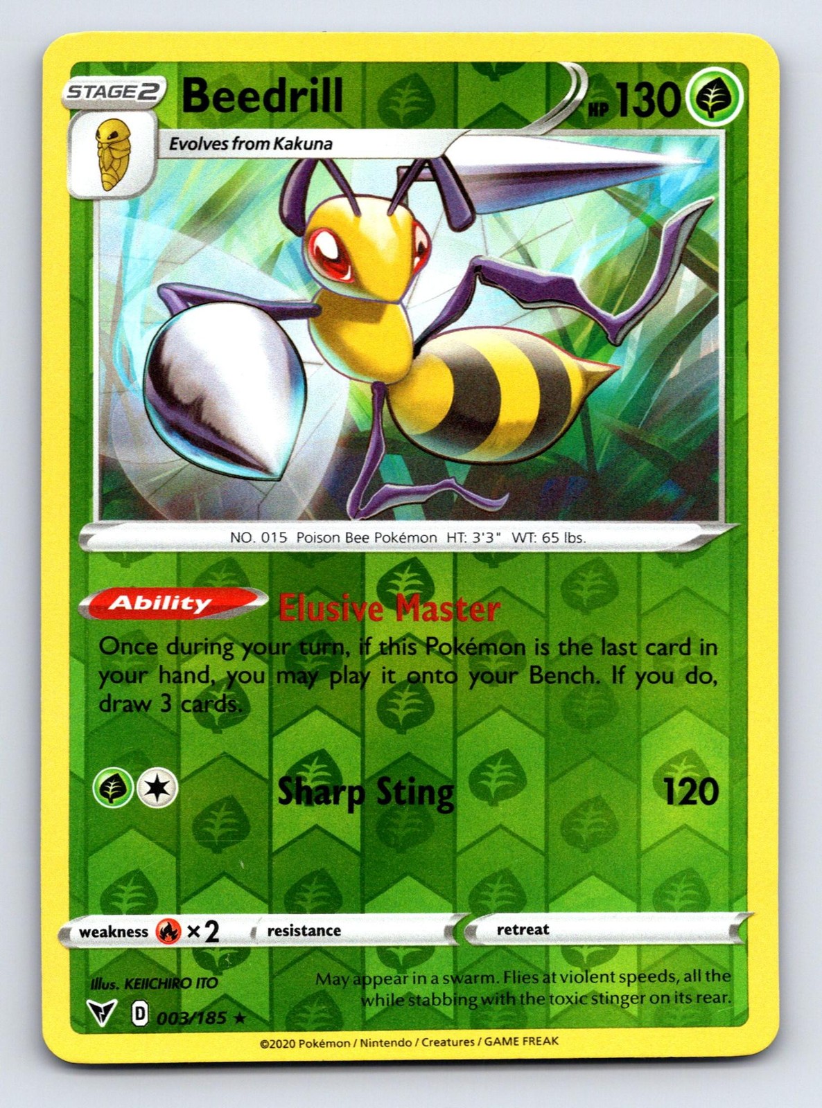 Beedrill 003/185 Rare Vivid Voltage Pokemon Reverse Holo Lightly Played