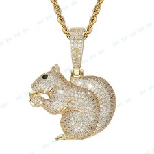 Hip Hop Jewelry Cartoon Pendant Necklace ICED OUT 5A+ CZ 18K Gold Silver Plated
