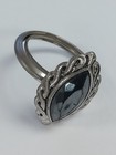 Vtg AVON 1977 Shadowplay Marquise Hematite Silver Tone Metal Ring Adj — photo 1
