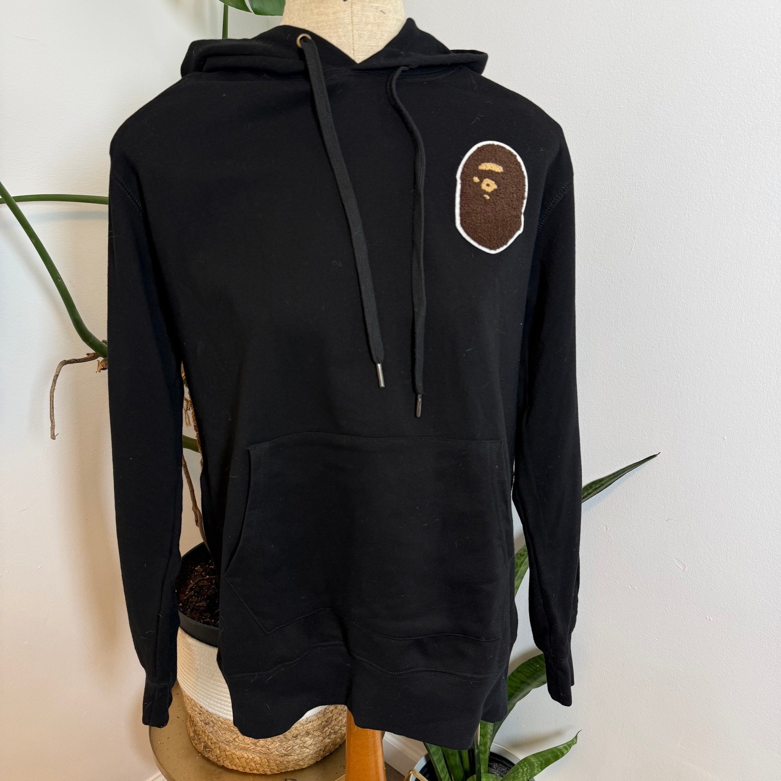 A Bathing Ape BAPE Chenille Patch Side Zip Hoodie XL Black NEW Mens