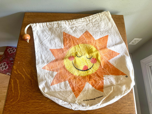 Vintage 1979 Kelloggs Canvas Sunshine Tote~ 70's Canvas Drawstring Sunshine Tote