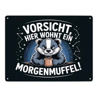 Vorsicht, Hier Wohnt Ein Morgenmuffel! Metallschild XXL In 28X38 Cm Dachs Mit