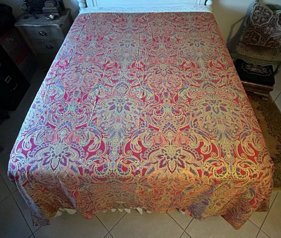 Edredón y fundas Eikei King 102x90 algodón egipcio precioso diseño de cachemira roja! Foto 2 de 4