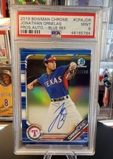 Bowman 2019 Bowman Chrome Jonathan Ornelas Auto Blue Refractor /150 PSA 9