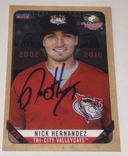 Nick Hernandez SIGNED 2016 Tri City ValleyCats Card Houston Astros RC Auto