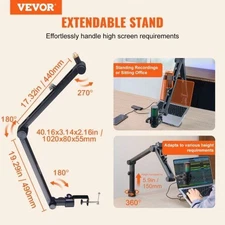 Microphone Boom Arm with Desk Mount  360 Rotatable  Adjustable Mic Stand