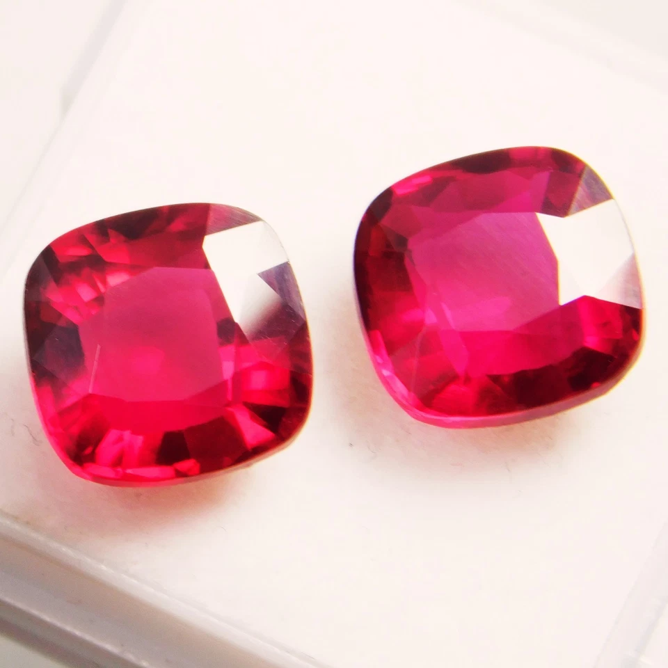 Piedras preciosas sueltas corte radiante rubí rojo natural Mozambique certificado 11,50 quilates par Foto 2 de 4