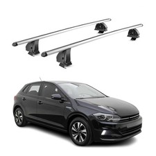 Alu Dachträger für VW Polo mk6 Schrägheck 2017-2026 TÜV T-Nut 75 kg 2tlg Silber