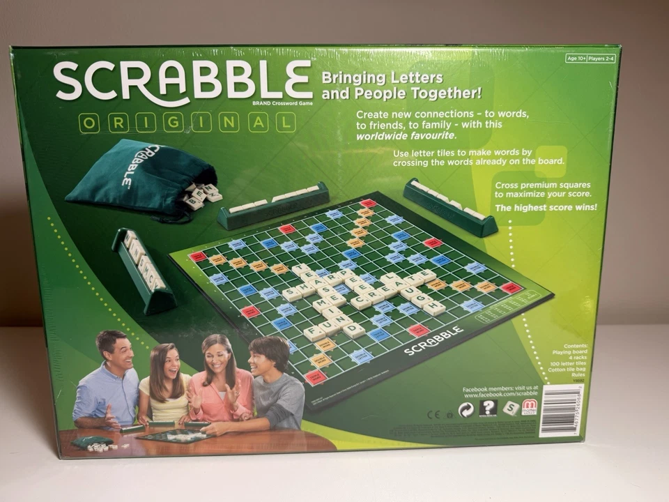 Mattel Scrabble Original Classic Board Tile Game - New Sealed - Image 3 of 4