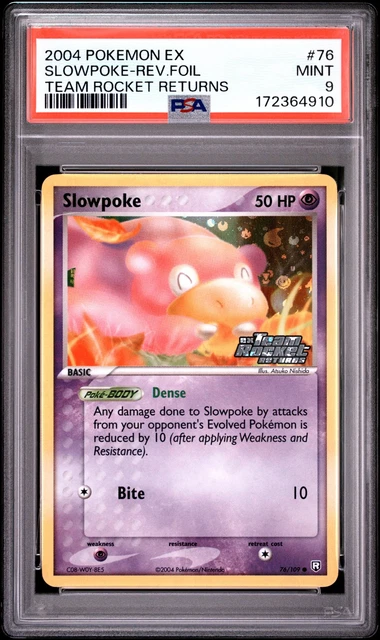 2004 POKEMON EX TEAM ROCKET RETURNS #76 SLOWPOKE-REVERSE FOIL PSA 9