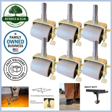 6PCS Heavy Duty Metal Bed Frame Casters Wheels with Socket Sleeves for Replac...