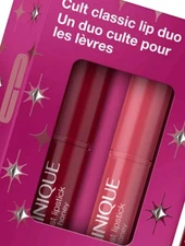 CLINQUE Mini Lipstick Cult Classic Lip Gloss Balm Duo Kit -  2 pc Gift Set - New