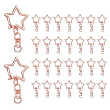60 Pcs Metal Spring Snap Keychain Clip, Star Shaped Swivel Key Ring, Rose Gold