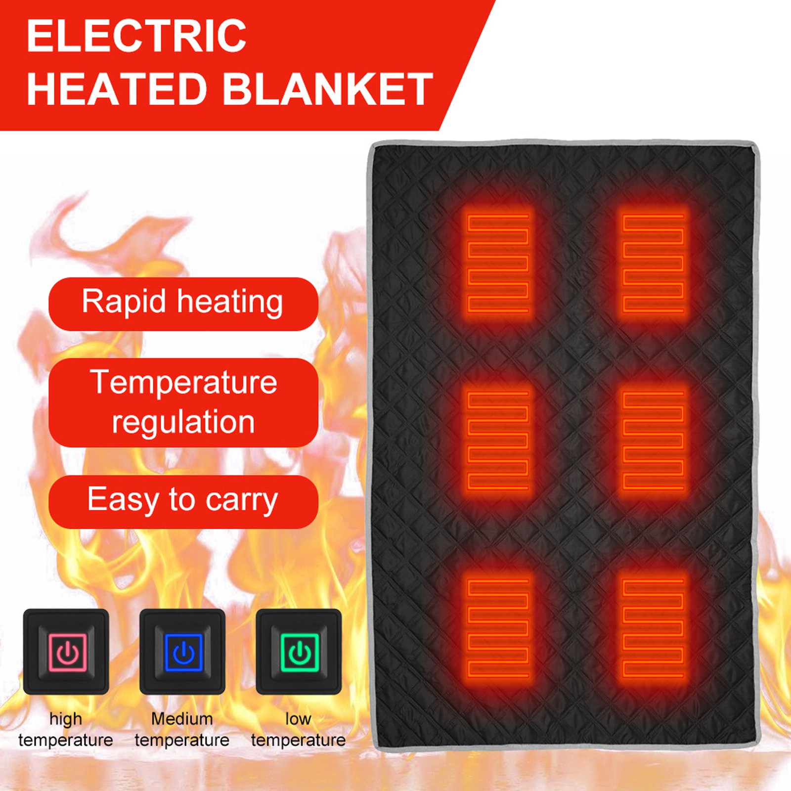 Lightweight Heated Camping Pad Rapid Heating Comfortable Blanket For Picnic