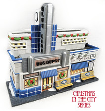 Vintage Dept 56 Blue Line Bus Depot Christmas In The City Series - 59210 RETIRED