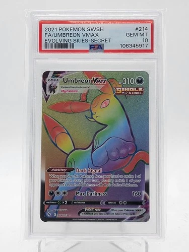 UMBREON VMAX 2021 POKEMON EVOLVING SKIES SECRET RARE #214/203 PSA 10 Q0895