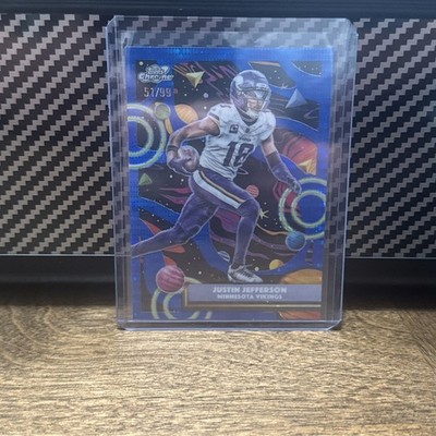 2025 Topps Chrome Cosmic Football Justin Jefferson Blue Moon Refractor /99