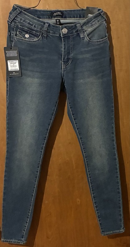 True Religion Women’s Skinny Fit Medium Wash 5-Pocket Mid Rise Denim Jeans 27