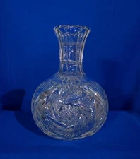 Unbranded Open Water Jug Carafe Clear Lead Crystal Cut Star Buzzsaw Pinwheel