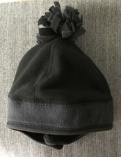 Old Navy Girls/Boys Medium Felt Winter Cap Black Pom Pom Chin Strap