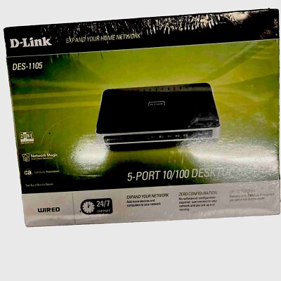 D-LINK DES-1105 5Port 10/100 Fast Ethernet Desktop Switch Internet Expand New