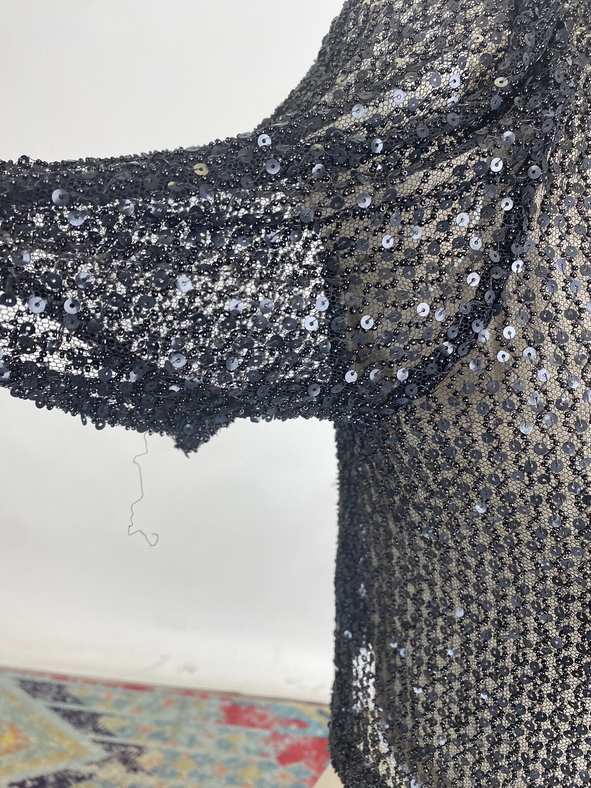 1930s Vintage Antique Black Mesh Sequins and Seed… - image 8