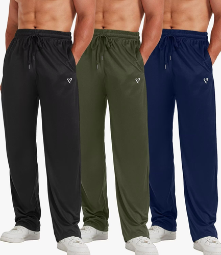5 Pack Mens Sweatpants Open Bottom Joggers for Men with Zip Pockets Loose Fit Me - 第 3/12 張圖片